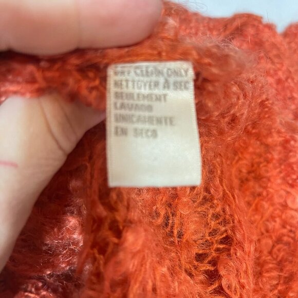 Jones New York Sport Hand Knit Mohair Wool Blend Orange Sweater M - Picture 7 of 8